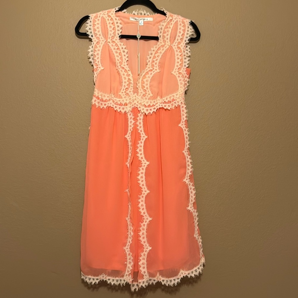 Max Studio Peach Lace Trim Dress - Size S - NWT